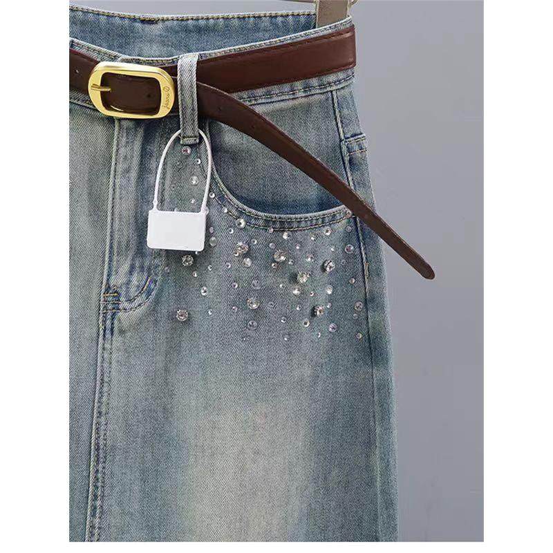 牛仔女2024夏季新款宽松显瘦中长款a字开叉包臀裙,淘宝优惠券,粉丝福利购,淘宝优惠卷
