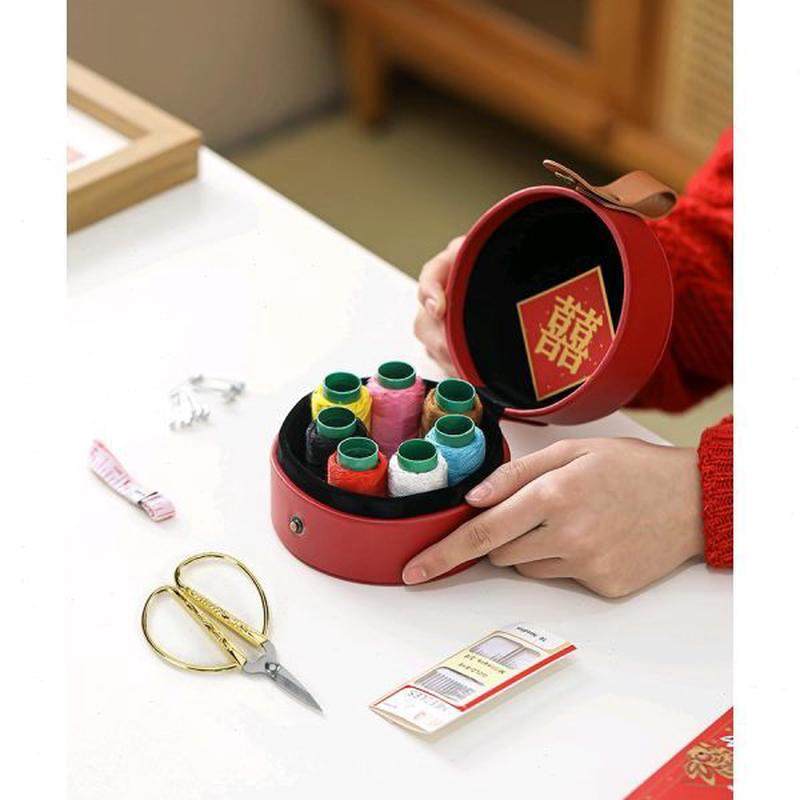 吾游结婚陪嫁针线盒新婚嫁妆针线套装档缝纫用品红色喜庆收纳盒,淘宝优惠券,粉丝福利购,淘宝优惠卷