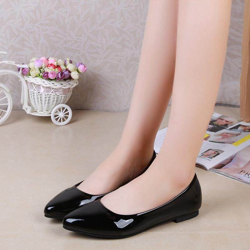 春秋平底鞋女2023尖头浅口职业工作单鞋绒面平跟百搭黑色女鞋,淘宝优惠券,粉丝福利购,淘宝优惠卷