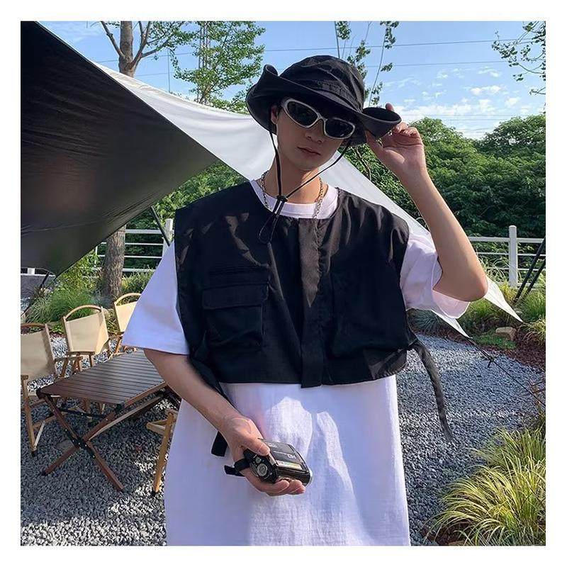 青少年口袋短款马甲男ins潮设计感小众宽松韩版潮流坎肩,淘宝优惠券,粉丝福利购,淘宝优惠卷