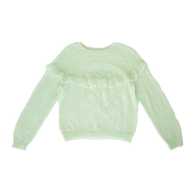 编织人生团织240薄绿 荷叶边育克毛衣材料包 手工DIY毛线编织棒针,淘宝优惠券,粉丝福利购,淘宝优惠卷