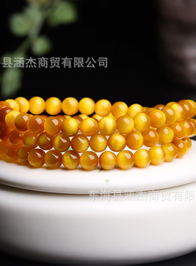 批发天然水晶金虎眼石多圈圆珠手串金黄色猫眼效应男女情侣手链