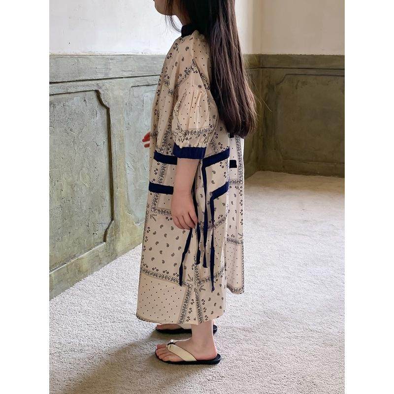 鲍小鱼2025夏季新款韩国女儿童亲子民族文艺青花瓷拼接棉布,淘宝优惠券,粉丝福利购,淘宝优惠卷