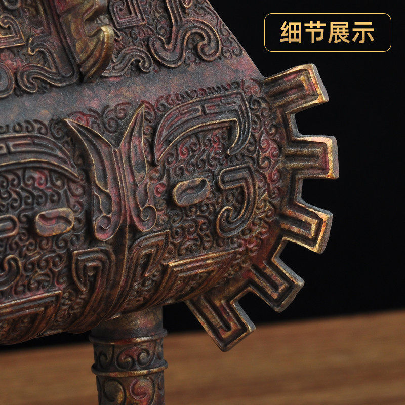 彩铜兽面方鼎摆件铜鼎家居客厅玄关装饰品公司办公室摆设商务礼品,淘宝优惠券,粉丝福利购,淘宝优惠卷