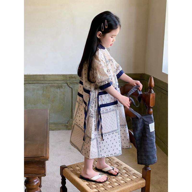 鲍小鱼2025夏季新款韩国女儿童亲子民族文艺青花瓷拼接棉布,淘宝优惠券,粉丝福利购,淘宝优惠卷