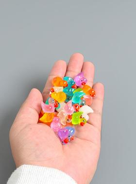 迷你彩色夜光小鸭子树脂配件过家家玩具diy制作微景观桌面小摆件