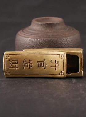 纯黄铜复古法手工匠作旧典藏国风艺术雕刻棺材摆件文玩迷你手把件