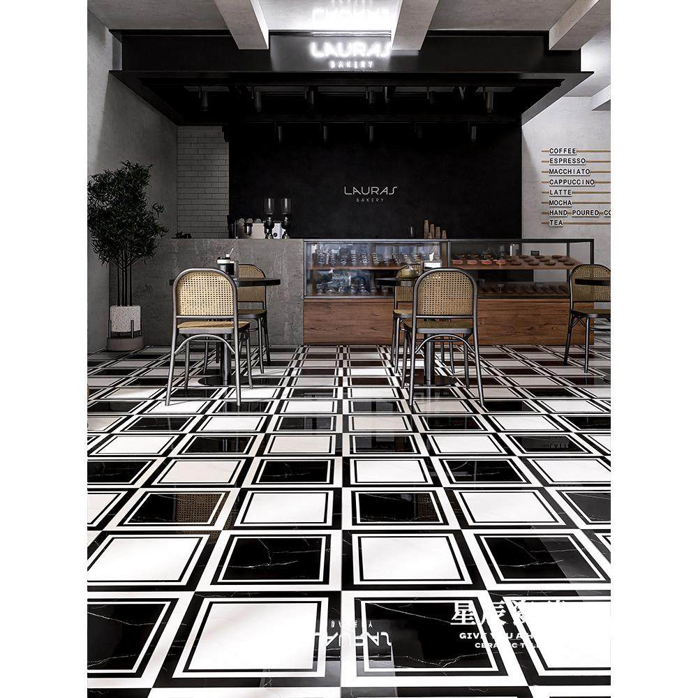 意大利黑白地砖酒店大理石瓷砖连锁餐厅B&B Ktv光泽设计师定制瓷,淘宝优惠券,粉丝福利购,淘宝优惠卷