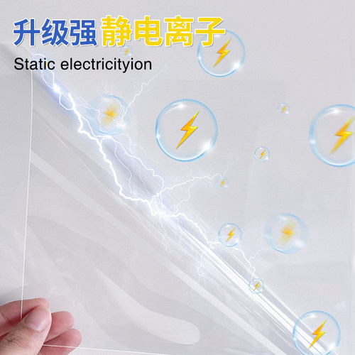 厨房防油贴纸静电透明耐高温瓷砖墙贴灶台油烟机墙面防水自粘墙纸 - 图2