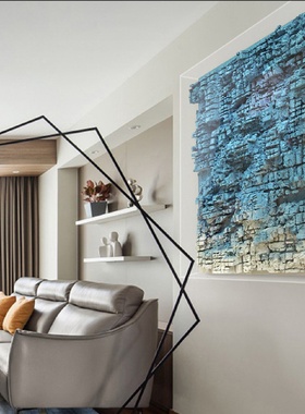 现代简约轻奢客厅沙发背景装饰画亚克力罩立体装置酒店样板间挂画