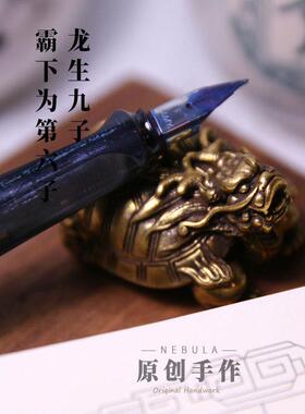 纯黄铜复古做旧手工空心霸下龙龟摆件个性茶宠玄武文房镇纸手把件