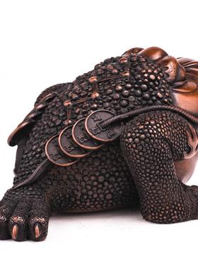 紫铜三足蟾蜍摆件 店铺开业前台桌面装饰金蟾工艺品金蝉礼品