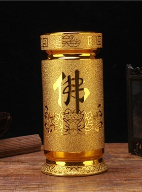 佛具大全陶瓷沙金进宝插香香桶线香竹签香莲花线香香筒插香桶