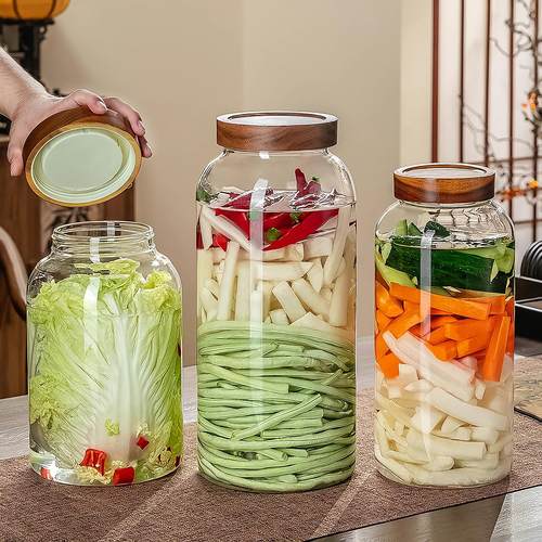 泡菜坛子玻璃罐厨房大号储物瓶腌制咸菜辣椒酱密封容器家用酸菜缸 - 图0