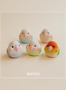 手工木雕鹦鹉小肥啾凯克治愈系小鸟电脑桌面摆件可爱情侣生日礼物