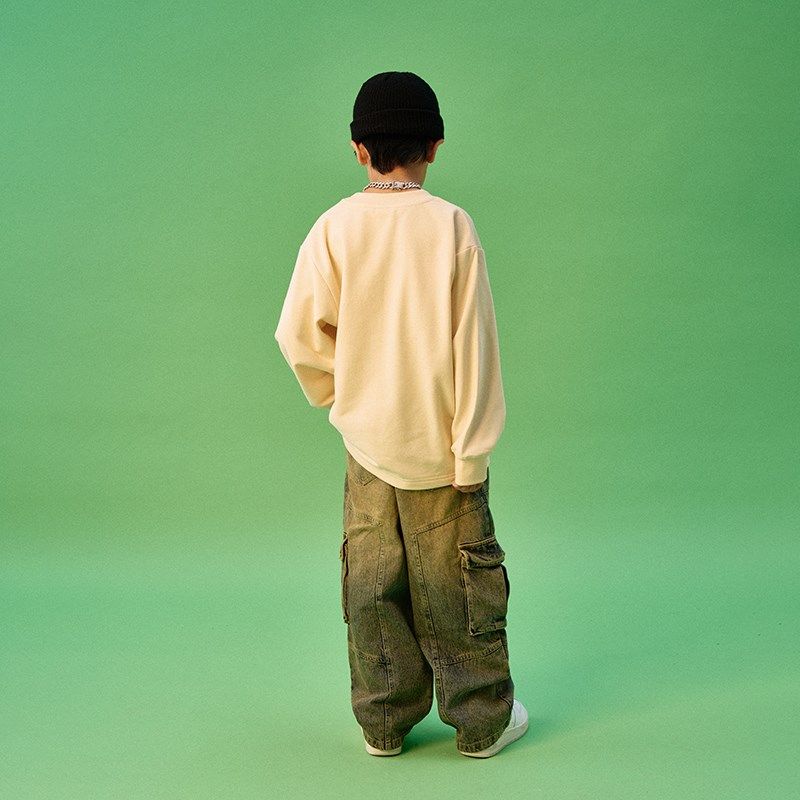 MEGAVOLT男童嘻哈复古长袖卫衣儿童洗水牛仔裤套装hiphop街舞穿搭,淘宝优惠券,粉丝福利购,淘宝优惠卷