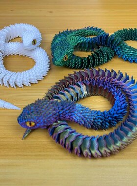3d打印蝰蛇关节蛇活动玩具笔筒造景动物摆件潮玩居家车载装饰模型