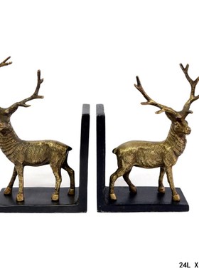 欧式美式样板房书房高档陶瓷配铜大象书档马雕动物书立装饰摆件