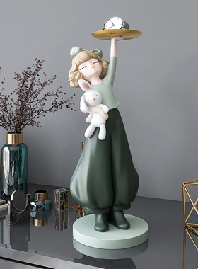 轻奢女孩玄关钥匙收纳摆件家居饰品客厅电视柜茶几桌面托盘装饰