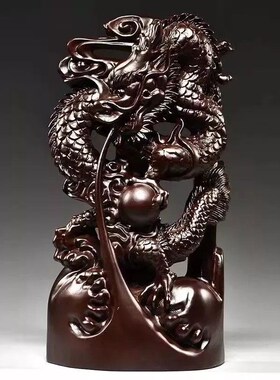 花梨木雕龙摆件实木动物12生肖龙家居客厅办公室装饰摆设开业送礼