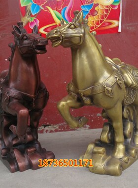 纯铜唐马铜奔马铜马马上发财家居动物工艺品桌面摆件