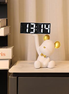 创意暴力熊饰品入口托盘存储客厅家庭Led智能数字时钟闹钟桌面