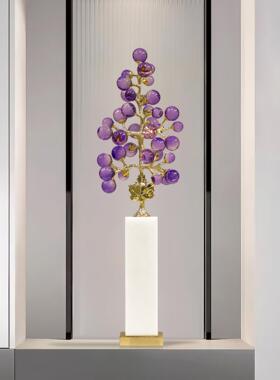 紫水晶葡萄摆件样板房客厅玄关电视柜酒柜摆设美容店壁龛装饰品