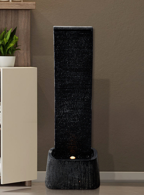 大型简约喷泉流水幕墙客厅摆设招财G轮软装饰玄关水景家用摆件