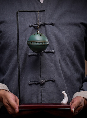 新中式倒香炉家用室内禅意茶室香薰檀香炉熏香炉X古风装饰摆件