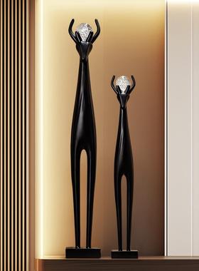 艺术鹿大工摆件入户玄关旺宅家M艺术鹿装饰客厅居电视柜瘦细竖长