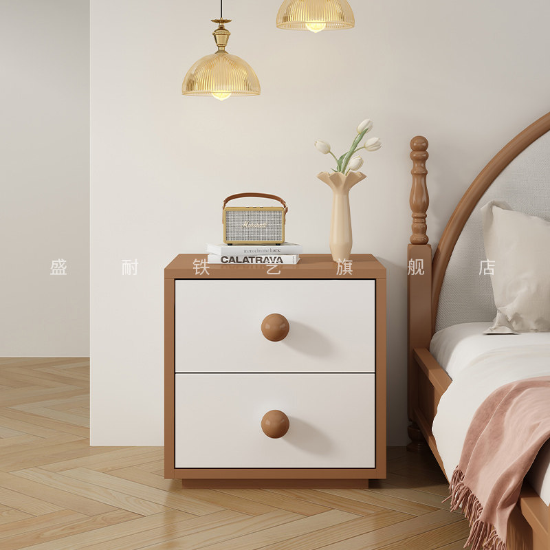 新款法式奶油风床头柜极简简约现代床尾收纳柜小型斗柜卧室床边柜,淘宝优惠券,粉丝福利购,淘宝优惠卷