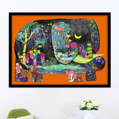 mideer弥鹿大象拼图专用实木定制相框裱画挂墙多色背景可选夜幕正 - 图0