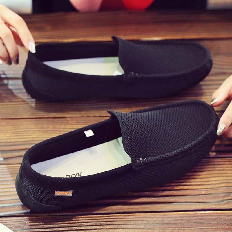 夏季镂空韩版豆豆鞋男2025新款透气潮流懒人软底休闲网鞋男网布鞋,淘宝优惠券,粉丝福利购,淘宝优惠卷