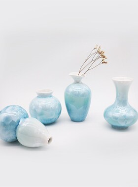 新创意小瓶蓝色艺术摆设性客厅茶几插饰品