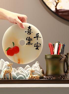 流沙画沙漏笔筒学生办公室书房文具收纳现代时尚摆件送礼装饰品