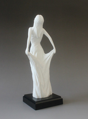 创意美女人物雕塑艺术装饰工艺品现D代简约家居客厅样板房白色摆