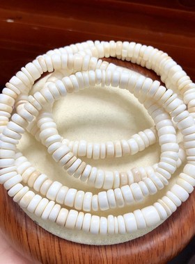 P378 天然猛犸盘珠手链药片珠老型盘玩首饰单圈6mm盘玩珠串 有瑕