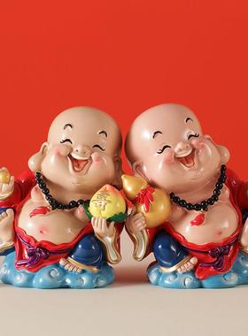 可爱弥勒L13036佛工艺礼品面摆饰小摆件客里厅家房间装红饰品创意