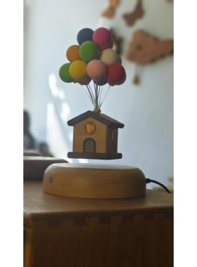 磁浮房飞创屋环游记悬热气球子摆RHW件小夜灯实木质意高级礼物