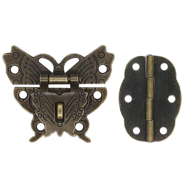 青古铜仿古蝴蝶小搭扣合金锁扣组合印花椎圆型合页小铰链 - 图3