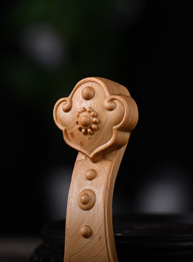 崖柏木雕灵芝如意手把件文玩随身把玩件实木家居装饰平安汽车挂饰