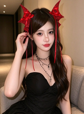 小恶魔蝙蝠发夹女万圣节派对cos
