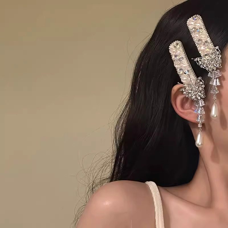 新中式珍珠流苏高级感发夹女小众民族风发饰侧边夹子头饰水钻发卡,淘宝优惠券,粉丝福利购,淘宝优惠卷