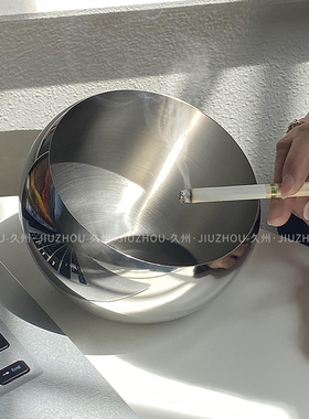 工业风家用轻奢不锈钢创意大烟灰缸久州家居装饰 工业风烟灰缸