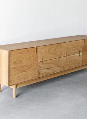 北欧简约落地储物地柜居家现代实木储物柜实木电视柜客厅原木色