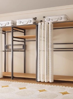 简易衣柜卧室家用衣帽间架子转角衣橱结实耐用开放式组装金属衣柜