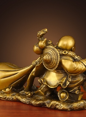 2023新款纯铜弥勒佛像汽车摆件车载车内饰品中控台装饰用品保平安