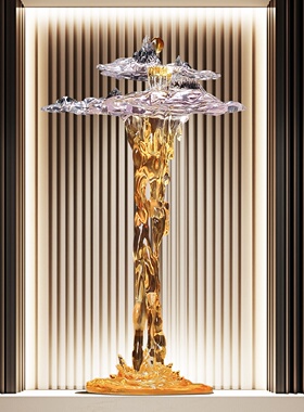 流水假山摆件进门入户玄关办公室生财景观大件落地开业乔迁送礼品