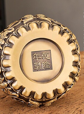 纯铜聚宝盆摆件招财聚财家用客厅玄关店铺实心黄铜制工艺装饰礼品