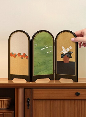 小清新绿色飞燕桌面客厅屏风摆件画法式饭厅餐柜斗柜装饰品摆画